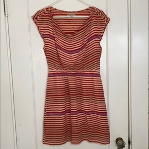 Madewell Striped Red and Cream Silk Dress